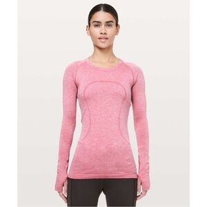 Lululemon Swiftly Tech Long Sleeve Crew Sparkle Violet Red Silver